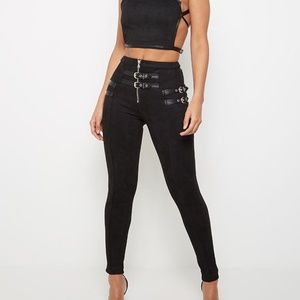 NWT BUCKLE DETAIL VEGAN SUEDE LEGGINGS